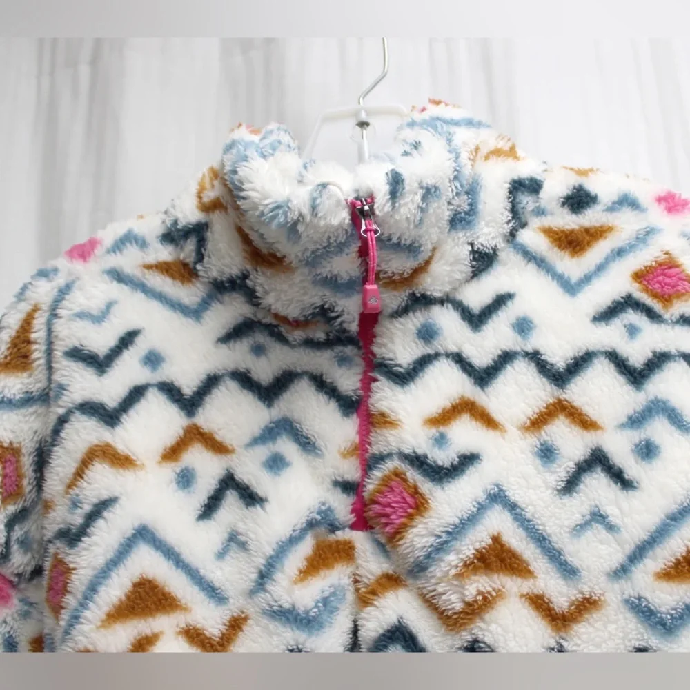 Eddie Bauer White and Blue Fleece Jacket - Picture 3 of 4